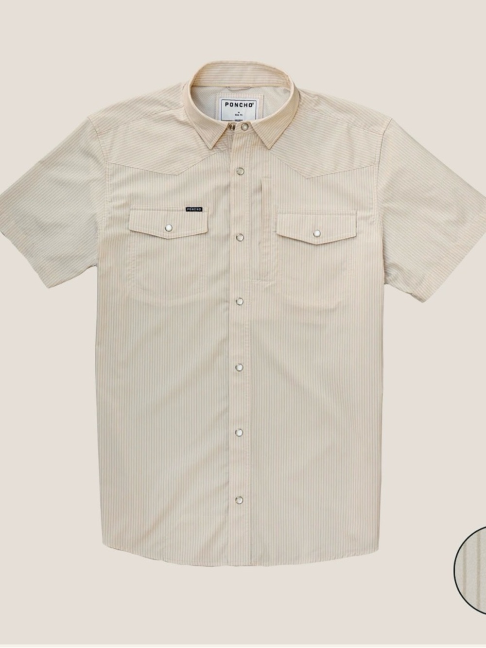 Poncho Bulldogger Shirt L Slim Tan Stripe Western Snap NWT